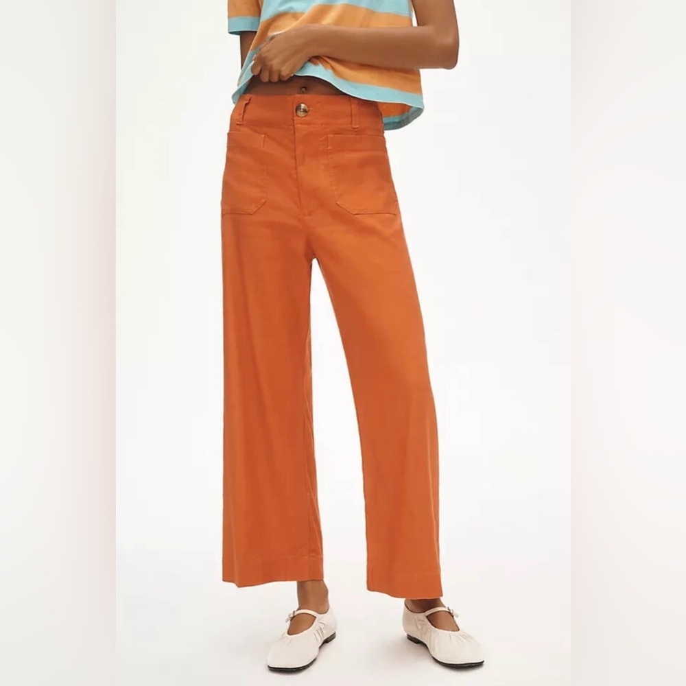 Maeve Burnt Orange Wide-Leg Cropped Pants
